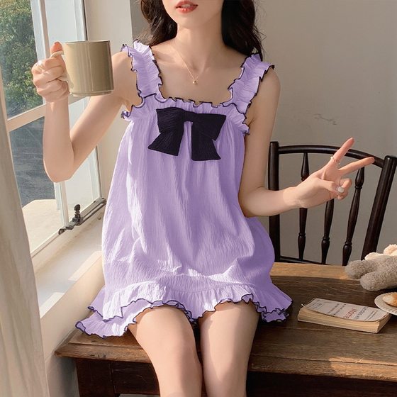 Summer New Pajamas Women's Sling Shorts Set Girl's Sweet Cute Cartoon Loose Outer Wear Home Clothes