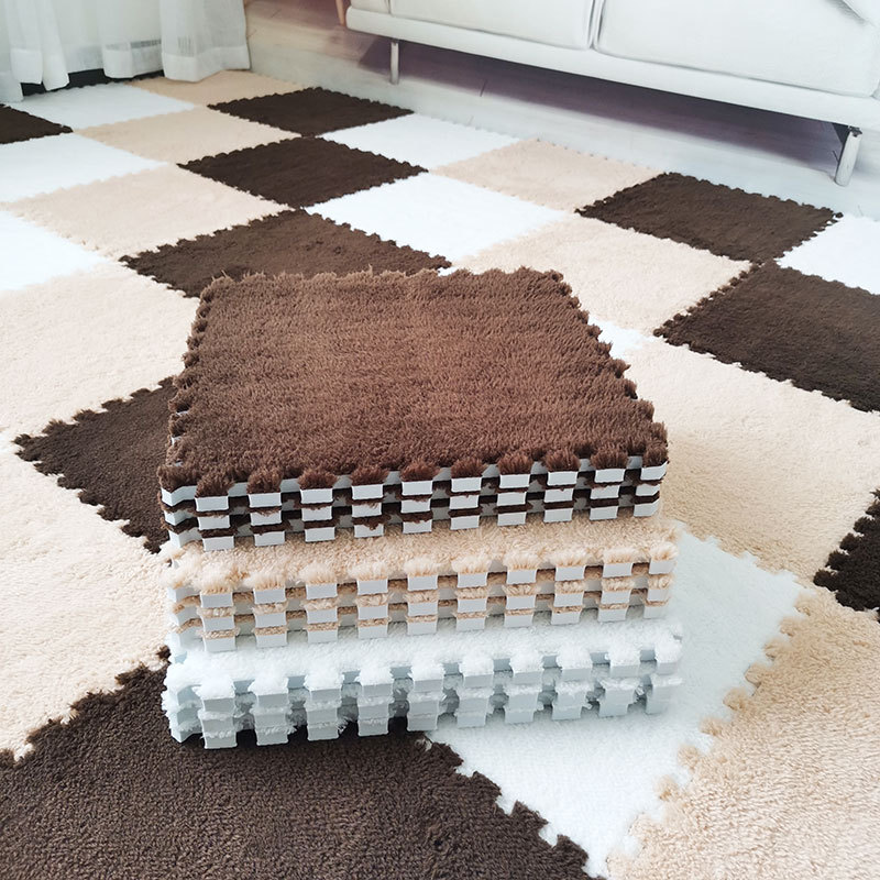 Cross-border hair stitching carpet bedroom sitting puzzle mat foam mat cute velvet blanket thickened wash velvet mat