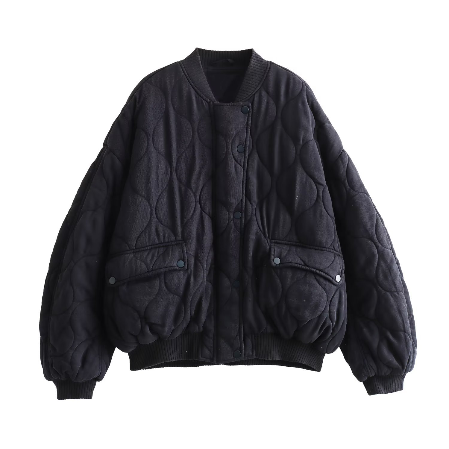 Women's autumn and winter fashion loose pilot shoulder width washed cotton jacket B481159