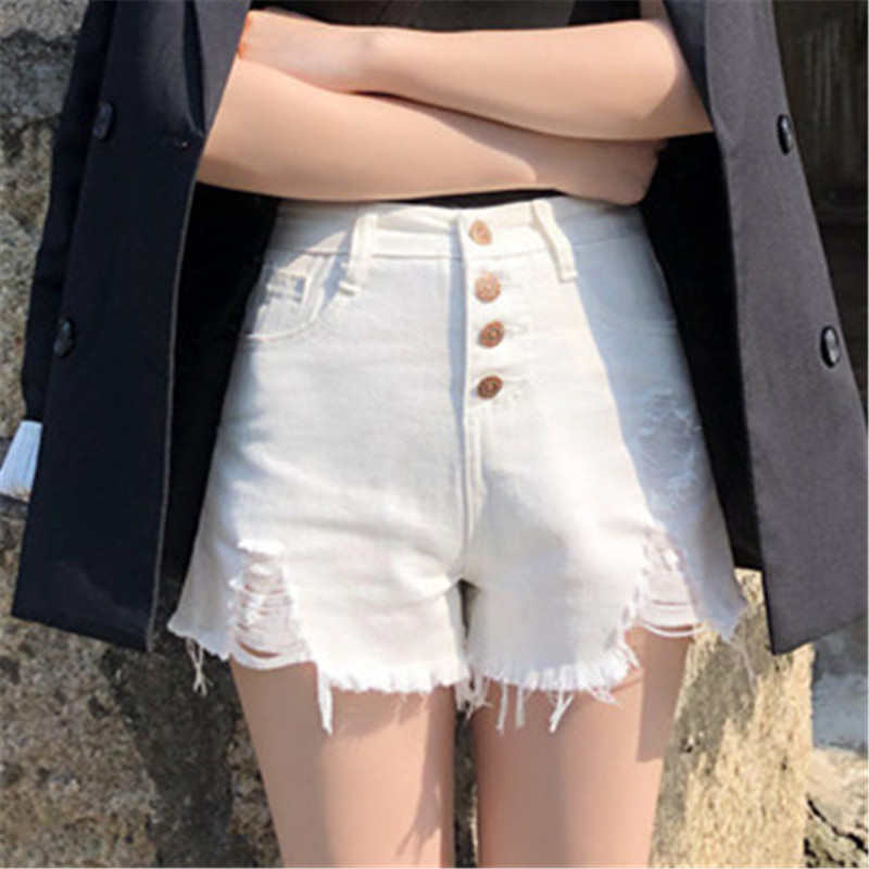 It's so beautiful! White-breasted high-waisted denim shorts women's a-line version loose wide-leg hot pants for 2022 summer