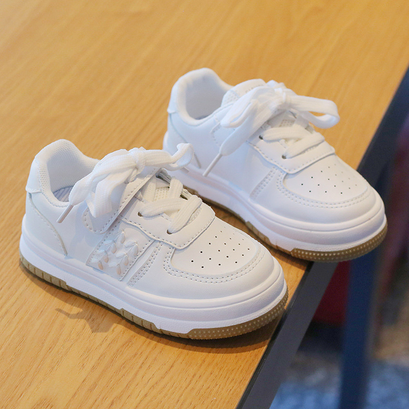 Children's White Shoes 2024 Spring and Autumn Girls' Sports Shoes Non-slip Light Boys' Casual Shoes Baby's Board Shoes with Soft Sole