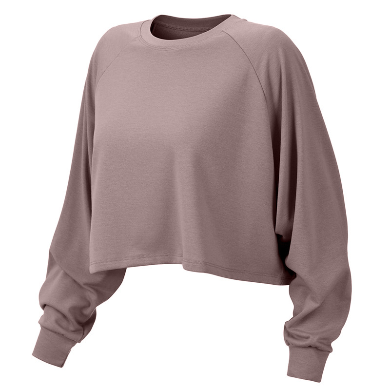 Autumn and Winter Slimming Large Size Loose Yoga Clothes Top Women's Pure Cotton Breathable Sports Long Sleeve Fashionable Sweatshirt Fitness Clothes