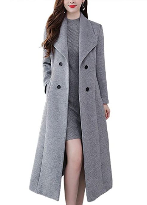  Autumn and Winter New Woolen Coat Thickened Large Size Foreign Trade Lapel Super Long Slim-fit Waist Jacket_voghion.com