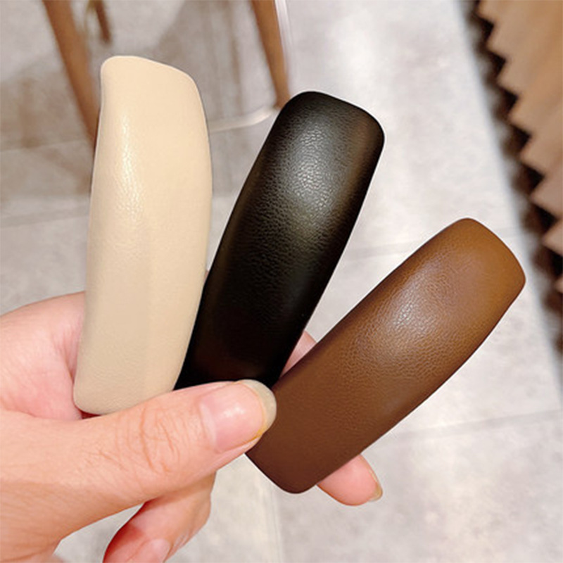 Cross-border new leather sponge hair clip BB clip fashion simple bangs clip side clip broken hair clip hair accessories headdress