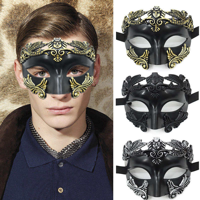 Amazon Hot Sale Egyptian Men Greco-Roman Samurai Half Face Mask Venice Halloween Masquerade