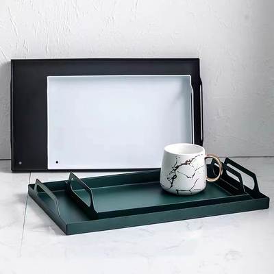 Japanese Style Nordic Wrought Iron Tray Tea Cup Water Cup Drain Plate Home Dispenser Washstand Jewelry Storage Plate Light Luxury