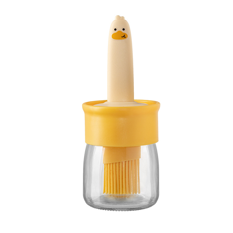 Oil Brush Household High Temperature Resistant Silicone Oil Brush with Bottle Kitchen Pancake Food Grade Barbecue Baking Integrated Oil Brush Bottle