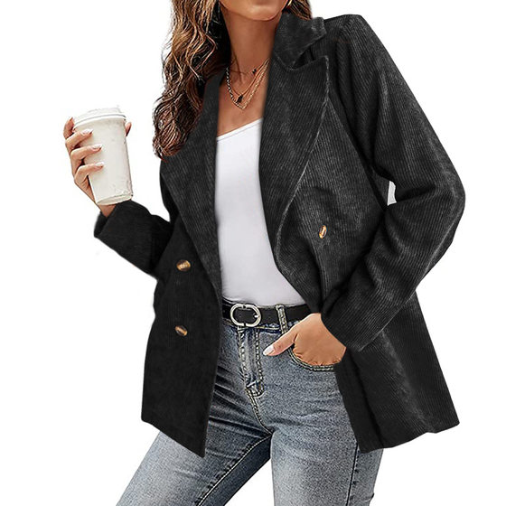 Amazon Independent Station Hot Selling European and American Women's Top 2022 Autumn and Winter New Jacket Solid Color Suit Button Jacket