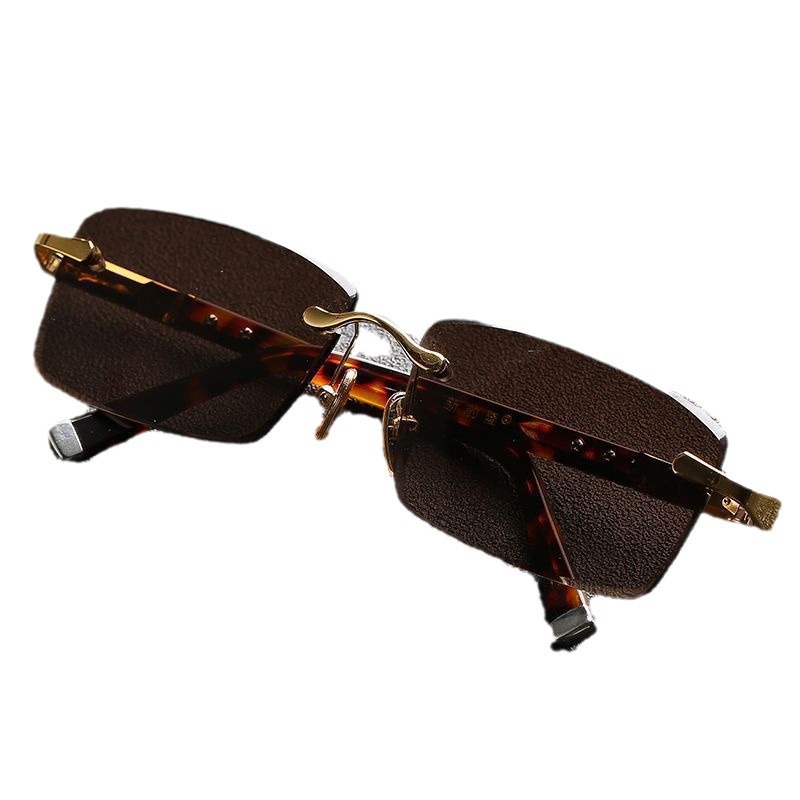 Crystal glasses men's imitation crystal high-end rimless stone sunglasses cool eye protection men's stone mirror explosive wholesale