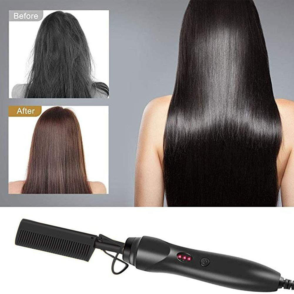 Amazon Hot Sale Electric Curling Hair Comb Household Curling Hair Stick Wet and Dry Dual Use Copper Comb Curling Straight Multifunctional Electric Straightening Hair Comb
