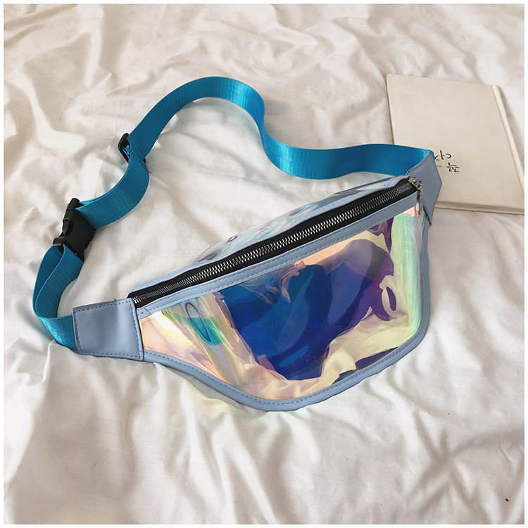 Men's Sports Waist Bag Running Mobile Phone Waterproof Small Bag Mini Transparent Swimming Storage Crossbody Chest Bag Laser Waist Bag