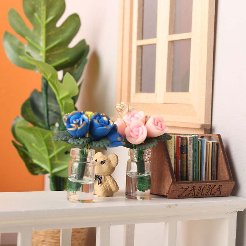 miniature food play rose potted flower arrangement 12 points model ob11 doll house dollhouse accessories diy scene