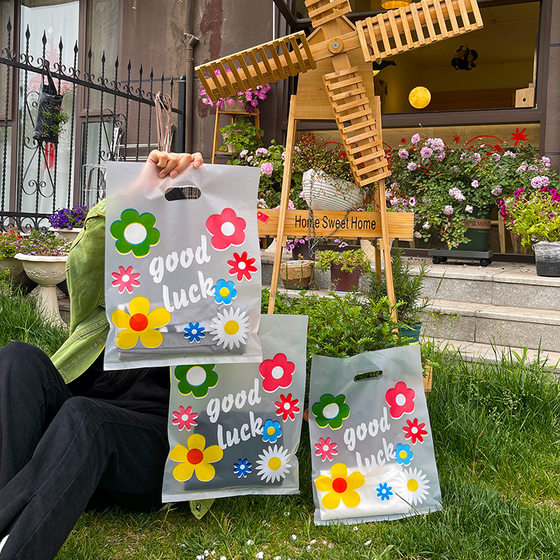 Transparent Hyun-a Flower Plastic Thickened Nice Small Handbag Makeup Gift Clothing Packaging Transparent Beauty Makeup