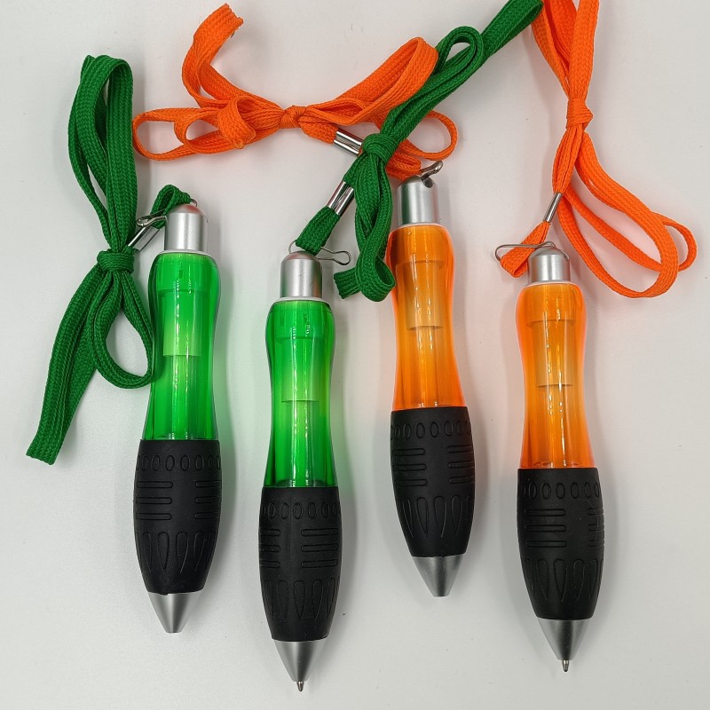 Lanyard ballpoint pen exhibition pen conventional 4 color spot thick ballpoint pen with lanyard logo press ballpoint pen