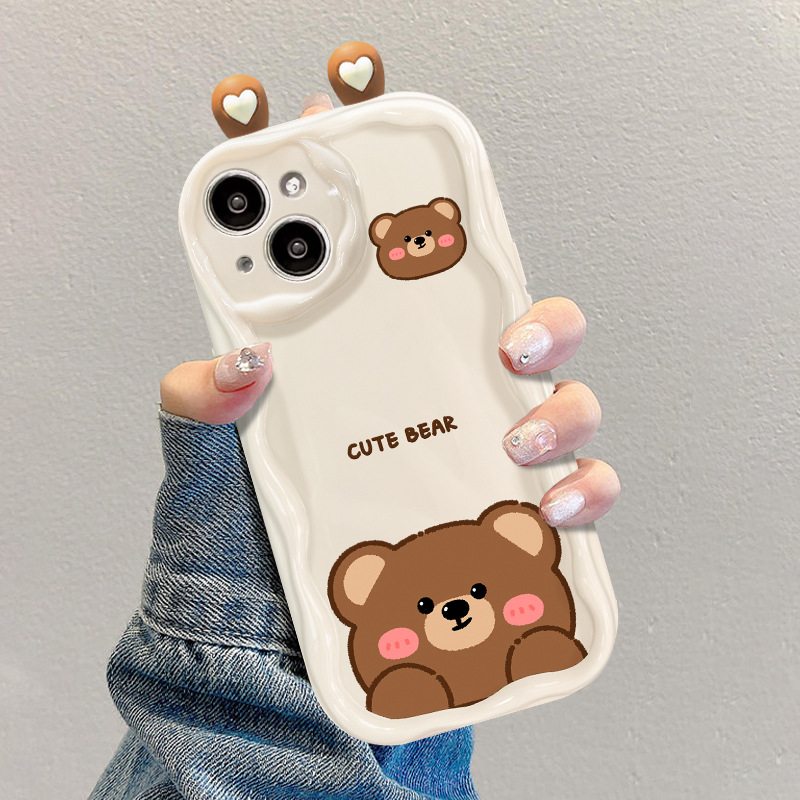 適用蘋果14promax手機殼iPhone15/13可愛卡通小熊12mini硅膠軟殼