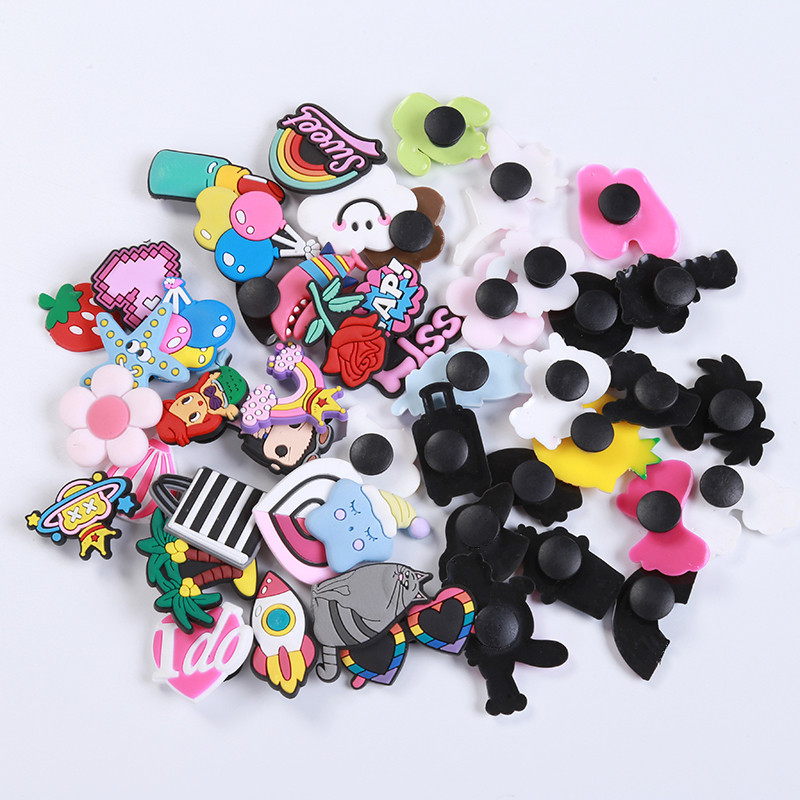 Hole shoes accessories DIY soft rubber pvc shoes flower detachable three-dimensional cartoon sandals and slippers shoe buckle decorative accessories wholesale