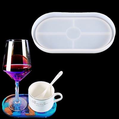 Cross-border DIY crystal drop resin oval cup mat mold oval cup mat Tray storage production silicone mold