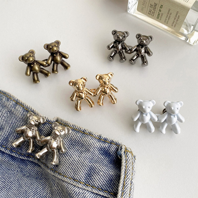 Waist Tight Artifact Bear Waist Tight Buckle Jeans Button Fixed Adjustable Artifact Wind Buckle Pants Waist Tight Pin