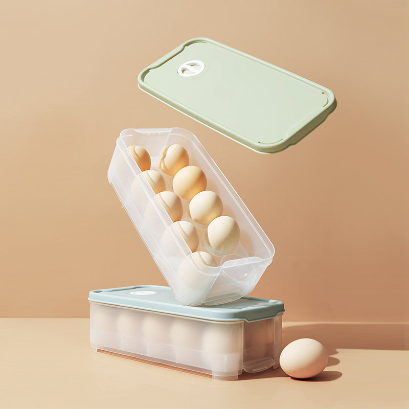 Double Layer Egg Box Stackable Kitchen Egg Shelf Dustproof Food Refrigerator with Lid Storage Box