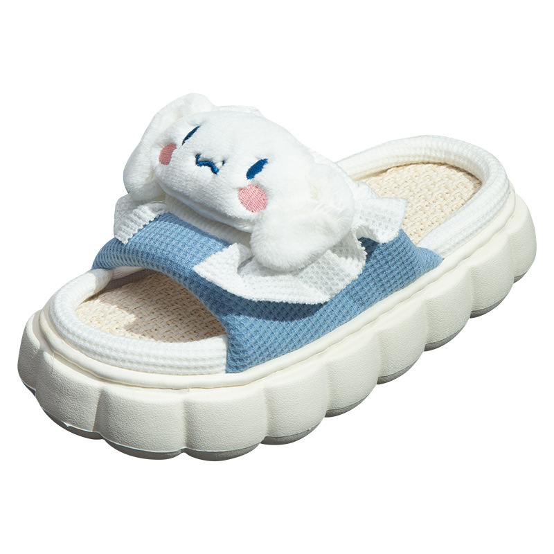 Sanrio Linen Slippers Female Yugui Dog Four Seasons Floor Breathable Thickened Bottom Home Indoor Summer Home Cartoon