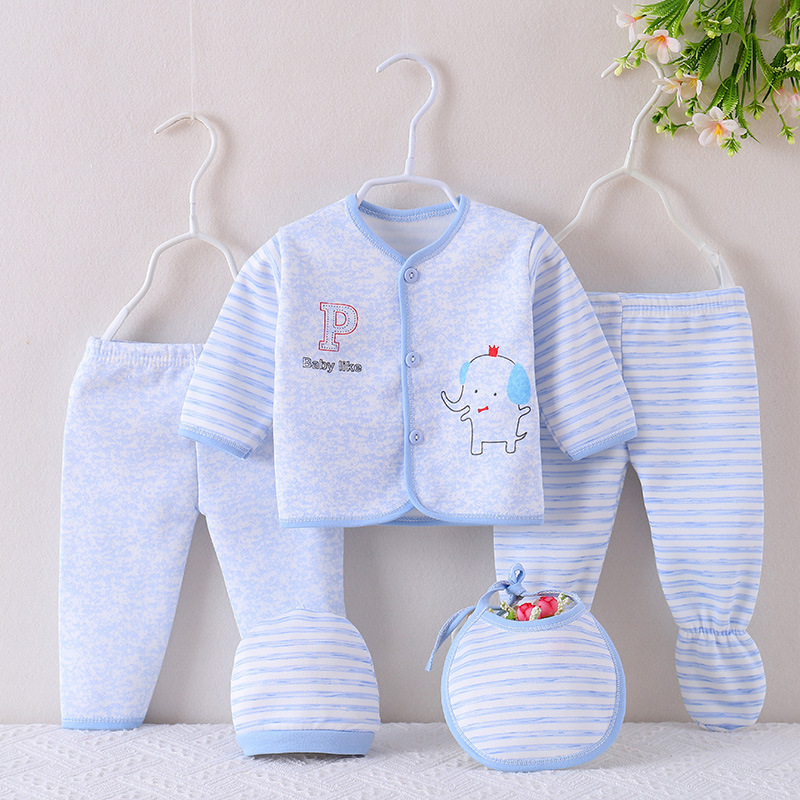 Foreign trade volume Anyang supply autumn and winter baby plus velvet thermal underwear set newborn baby milk silk five-piece set