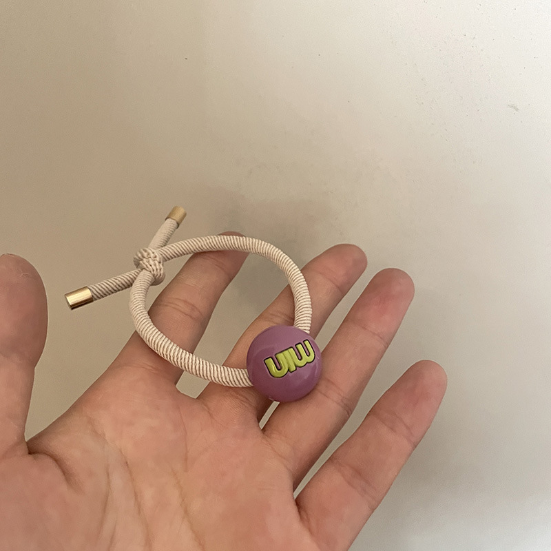 Élastique pour cheveux avec boule de couleur bonbon et lettre haute pour queue de cheval, anneau pour cheveux, accessoires pour cheveux de célébrités Internet pour femmes_voghion.com
