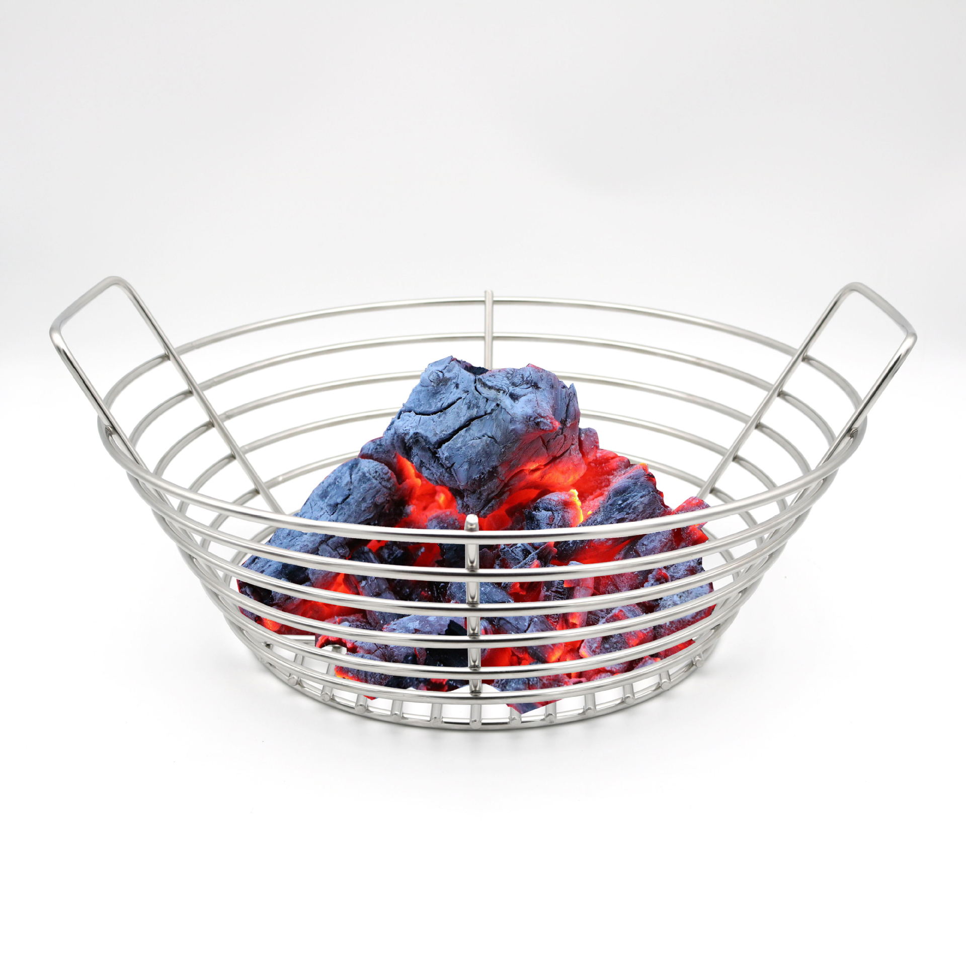 Stainless steel carbon basket for barbecue charcoal with partition carbon plate for outdoor barbecue thickened stainless steel smoked mesh basket