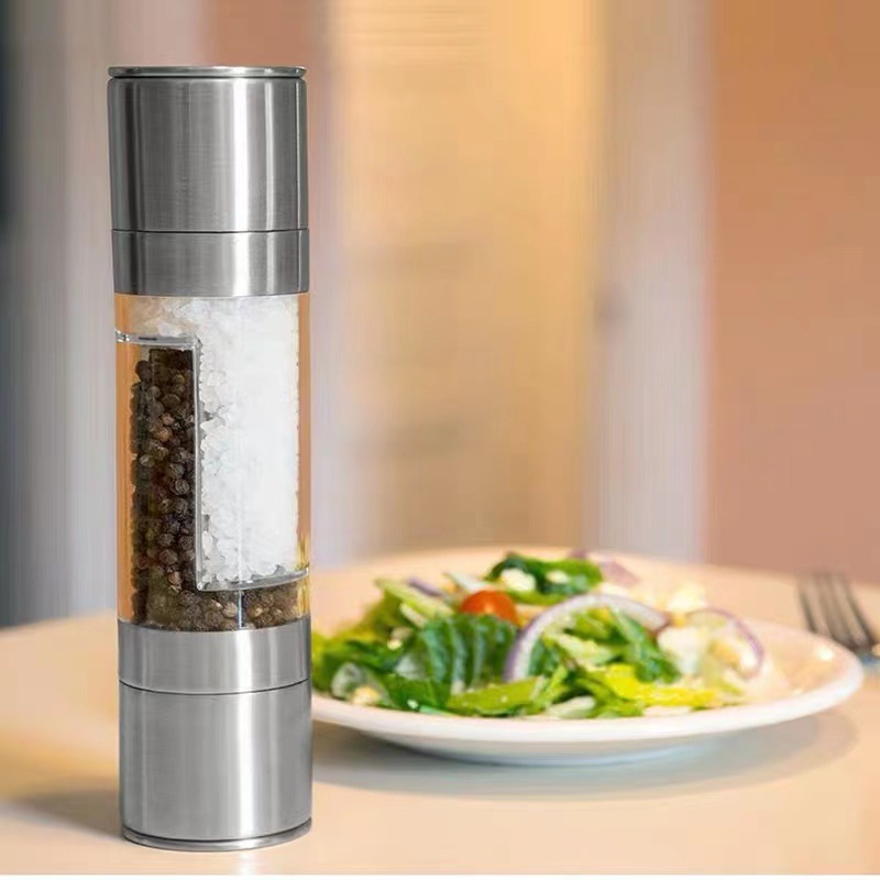 Double head pepper grinder stainless steel electric grinder kitchenware wholesale steak artifact seasoning bottle picnic lunch box