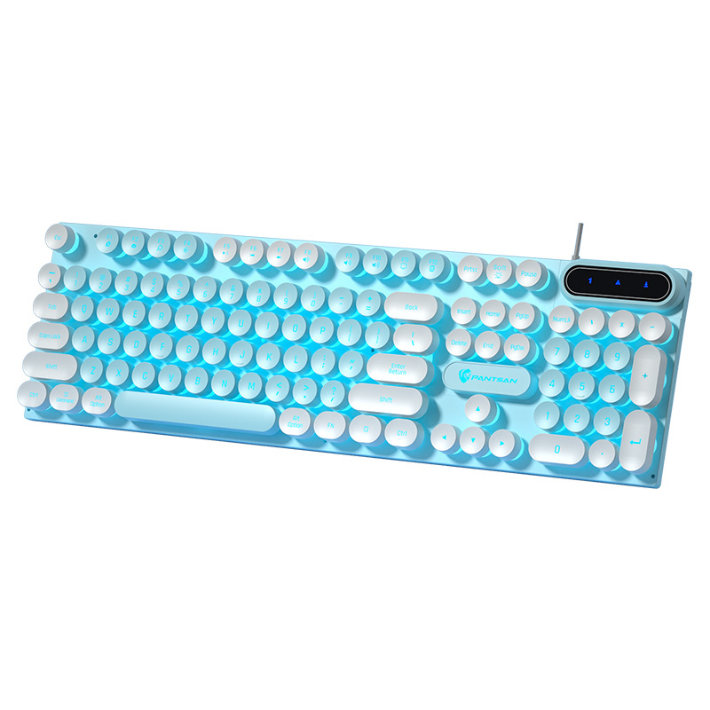 New Penson PT100 punk round keycap wired luminous mechanical feel keyboard mouse suit neutral