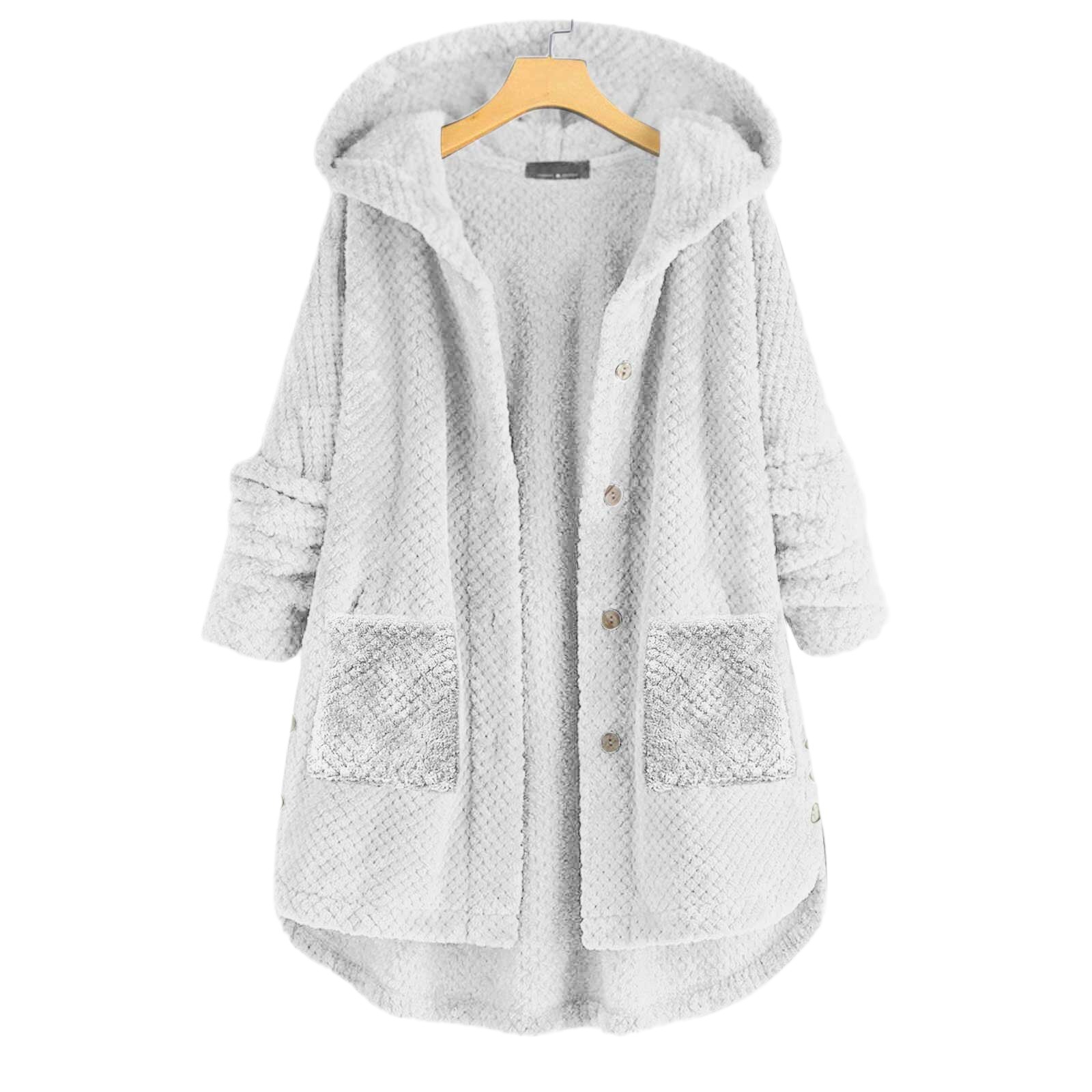 Cross-border Amazon plus size women's winter hooded double-sided fleece sweater fashion woolen mid-length European and American coat for women