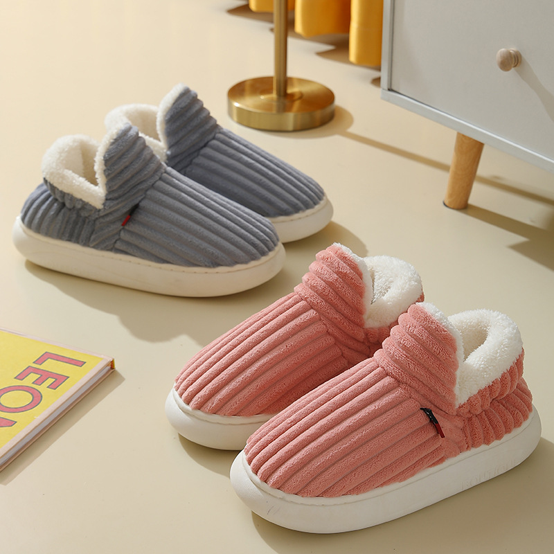 Cotton Slippers Women's Autumn and Winter Thick Bottom Home Warm Couple Slippers Home Non-slip Men's Bag with Cotton Slippers Wholesale