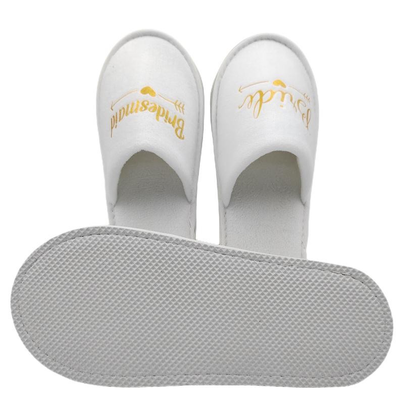 High-end hotel dense velvet couples disposable slippers bride bridesmaid slippers thickened non-slip disposable slippers