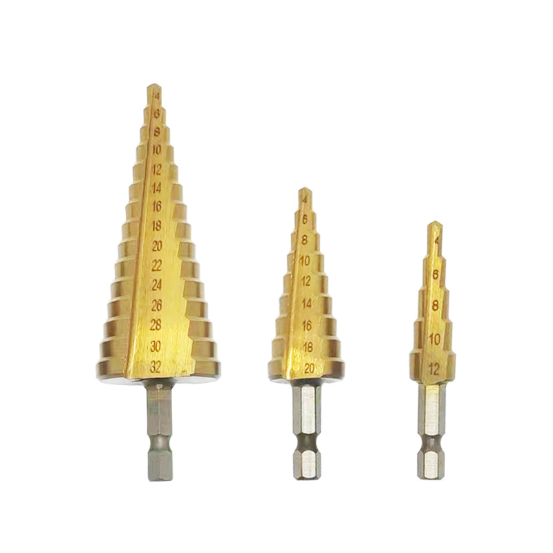 Baota drill 4-12 4-20 4-32 hexagonal shank straight groove three-piece hole reamer step drill step drill