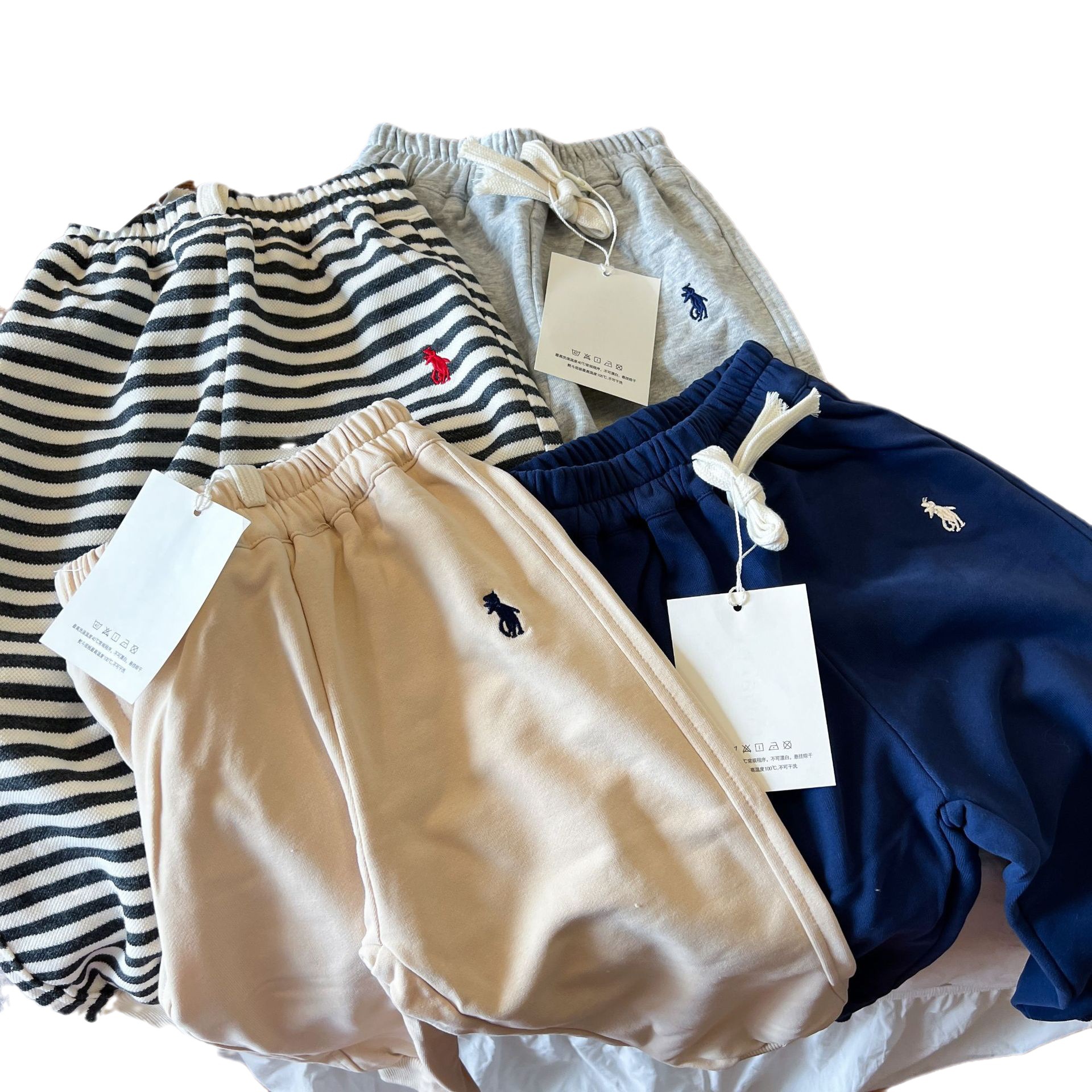 2023 autumn new children's sports pants baby striped pants boys solid color casual pants girls sweatpants fashion