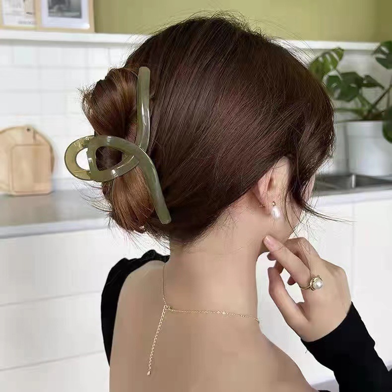Korean Acrylic Transparent Grab Clip Advanced Sense Elegant Adult Elegant Shark Clip Jelly Color Oversized Hair Grab for Women