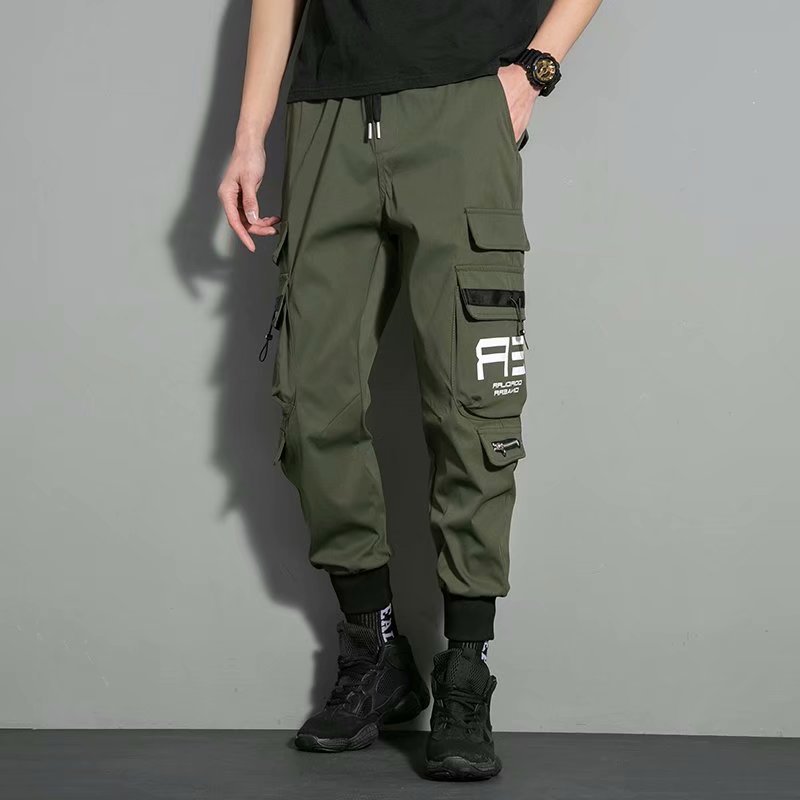 Cross-border a generation of autumn and winter overalls pants men's Tide brand Ruffian handsome bundle feet ins Hong Kong wind loose function multi-pocket