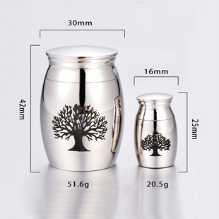 Cross-border hot sale multi-size titanium steel ash jar pet hair Memorial jar openable waterproof urn