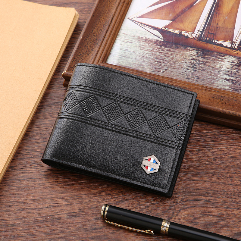 New Men's wallet short wallet men's youth fashion casual embossed multi-card position thin soft wallet coin purse