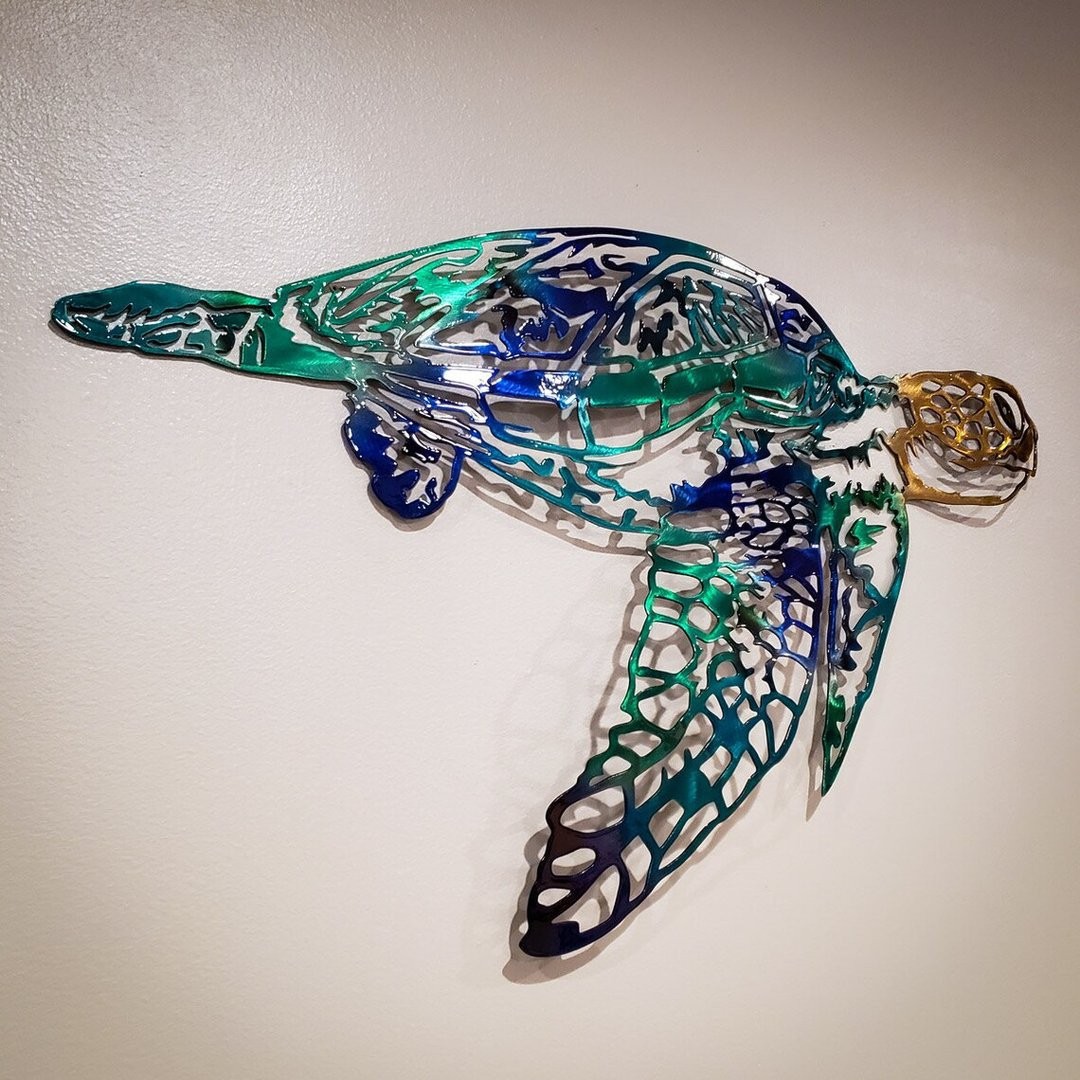 Supply cross-border foreign trade independent station metal art indoor jellyfish swordfish turtle indoor home accessories crafts