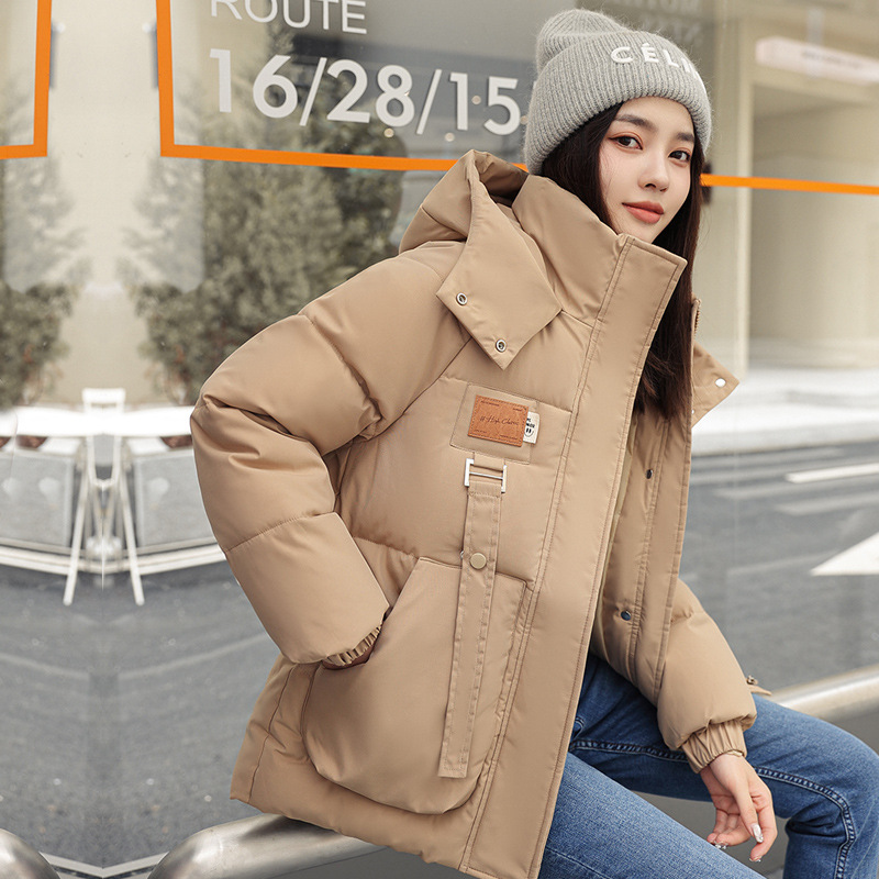 Thickened cotton-padded coat for women 2023 New ins Hong Kong style Harajuku Internet celebrity fried street down coat mid-length winter