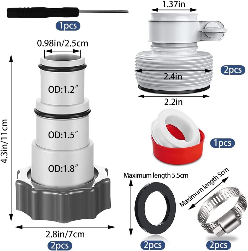 Amazon Hot Sell for intex fit ARU Thread Connection Pump Replacement Hose Adapter Set Now