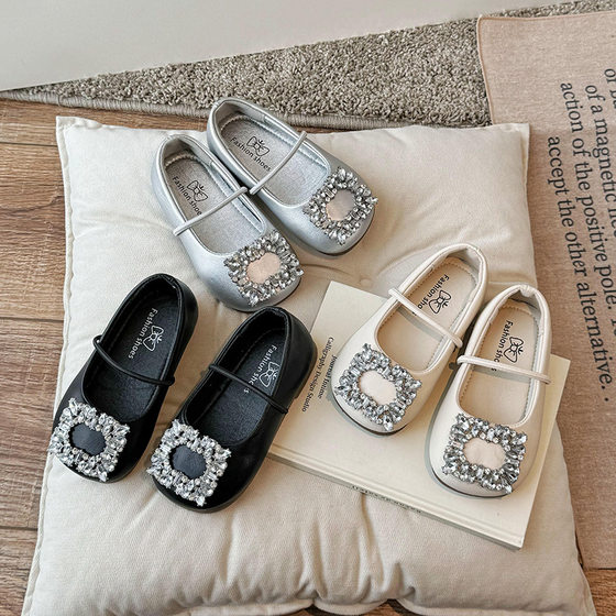 French Style Elegant Square Toe Ballet Shoes Women's Spring and Summer 2024 New Rhinestone Pedal with Skirt Soft Sole Shoes