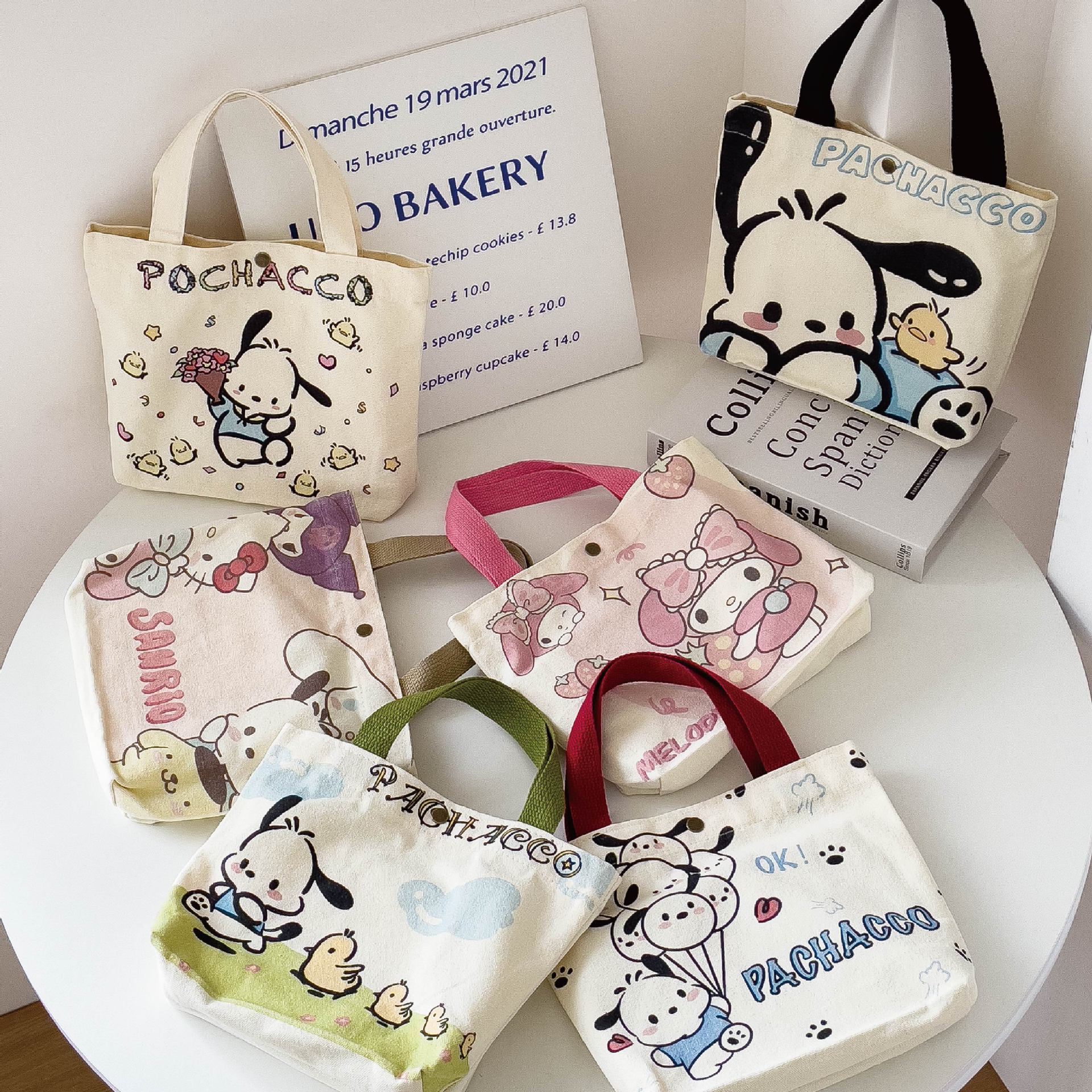 Japanese cartoon cute hand canvas bag student mini hand bag canvas bag custom logo niche design