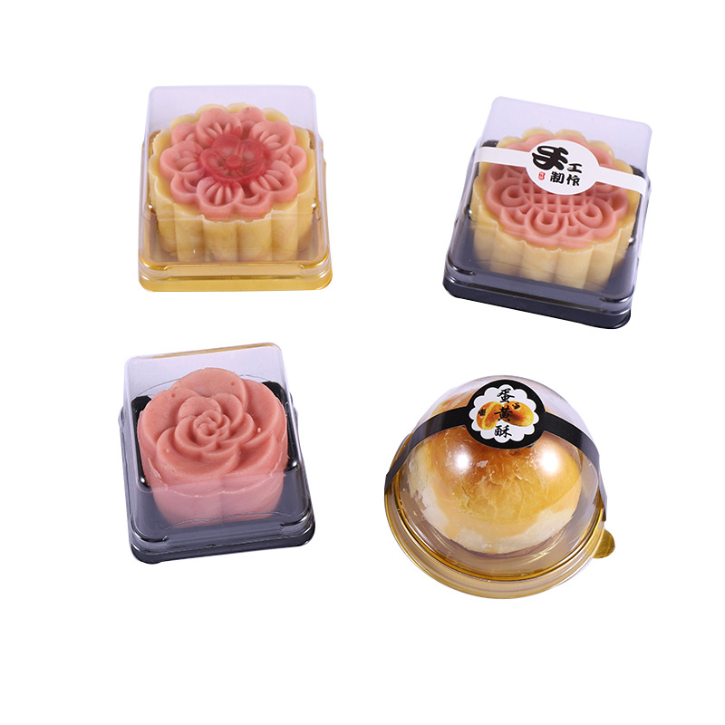 Egg Yolk Crisp Blister Box Xue Mei Niang Packaging Thickened Transparent Dessert Round Base Box Moon Cake Packaging Box Square