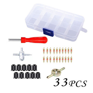 In stock wholesale valve tool 33PCs valve core disassembly wrench copper valve core set tool valve cap