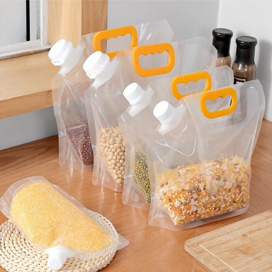 Grain storage sub-bag transparent self-supporting suction nozzle bag rice grain moisture-proof sealed storage bag wholesale