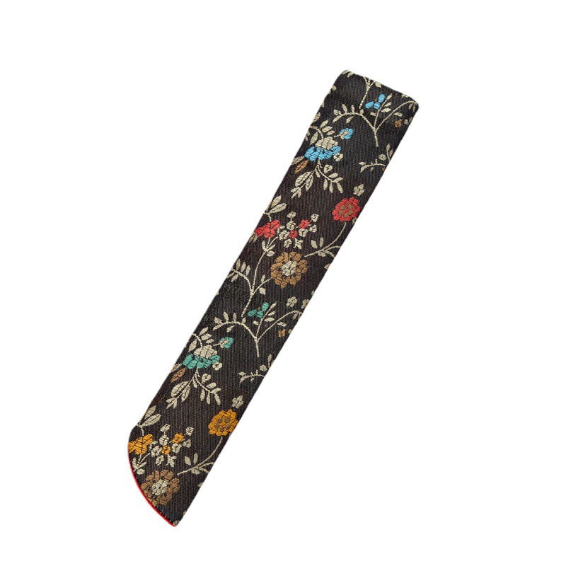Exquisite double-layer aquatic flower women's fan set silk cloth fan bag gift satin fan bag fan accessories