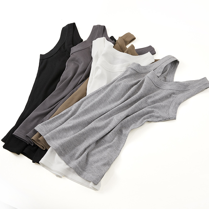 Victoria Same Style Solid Color Threaded Inner Wearing Women's Anti-glare Large Size I-shaped Vest Outer Wearing Base Wearing Outer Wearing Sling