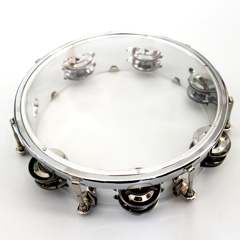 Wholesale adjustable tone hand cranked tambourine Orff children percussion plastic hand clap double layer color toy tambourine