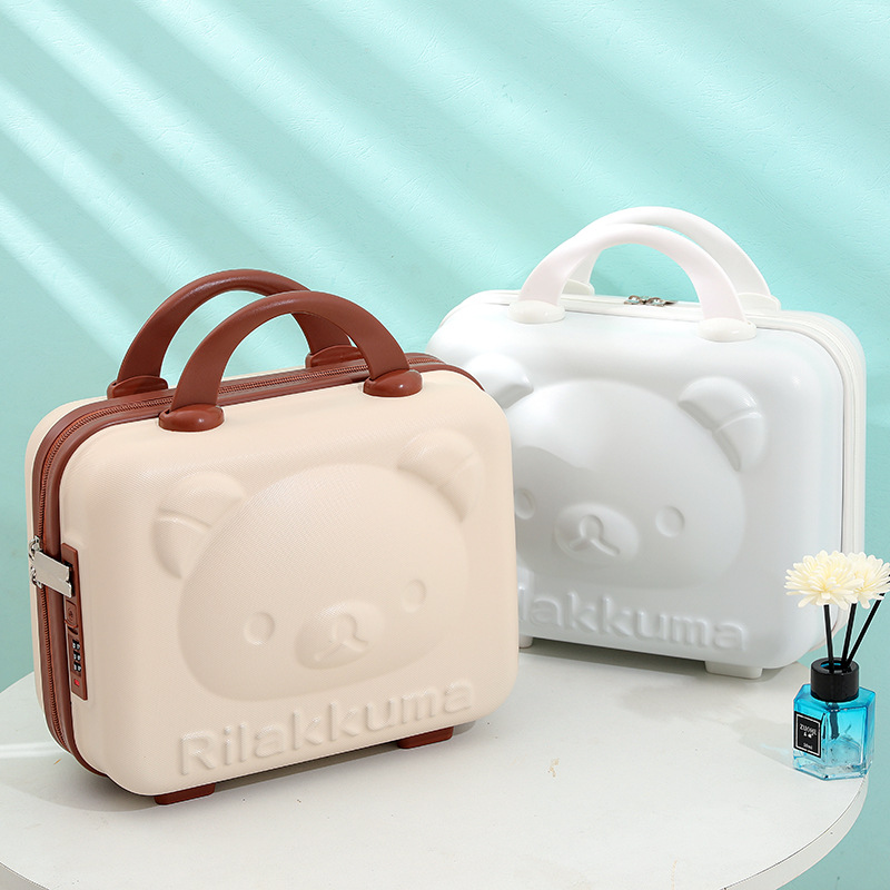 Hand Luggage Mini 14 inch Cosmetic Case Cartoon Bear Storage Case Small Lightweight Combination Lock Travel Case